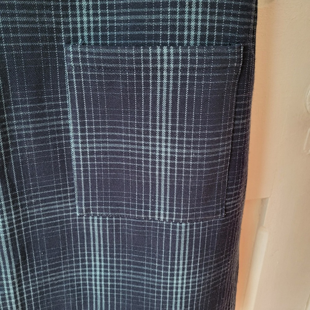 TWIK Plaid Pinafore Dress Navy Blue Teal Academia Layering Jumper Dress Small - Picture 6 of 14
